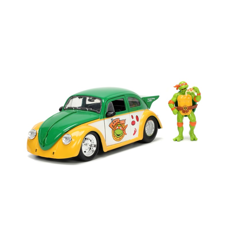 Volkswagen Beetle Ninja Turtles W/Michelangelo Figure HOLLYWOOD RIDES 1959